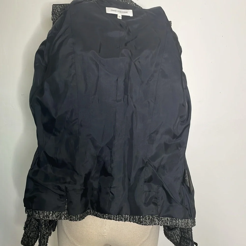 Anne Fontaine Tweed Zip Up Jacket Pockets Size 38 US 4 - Picture 11 of 13